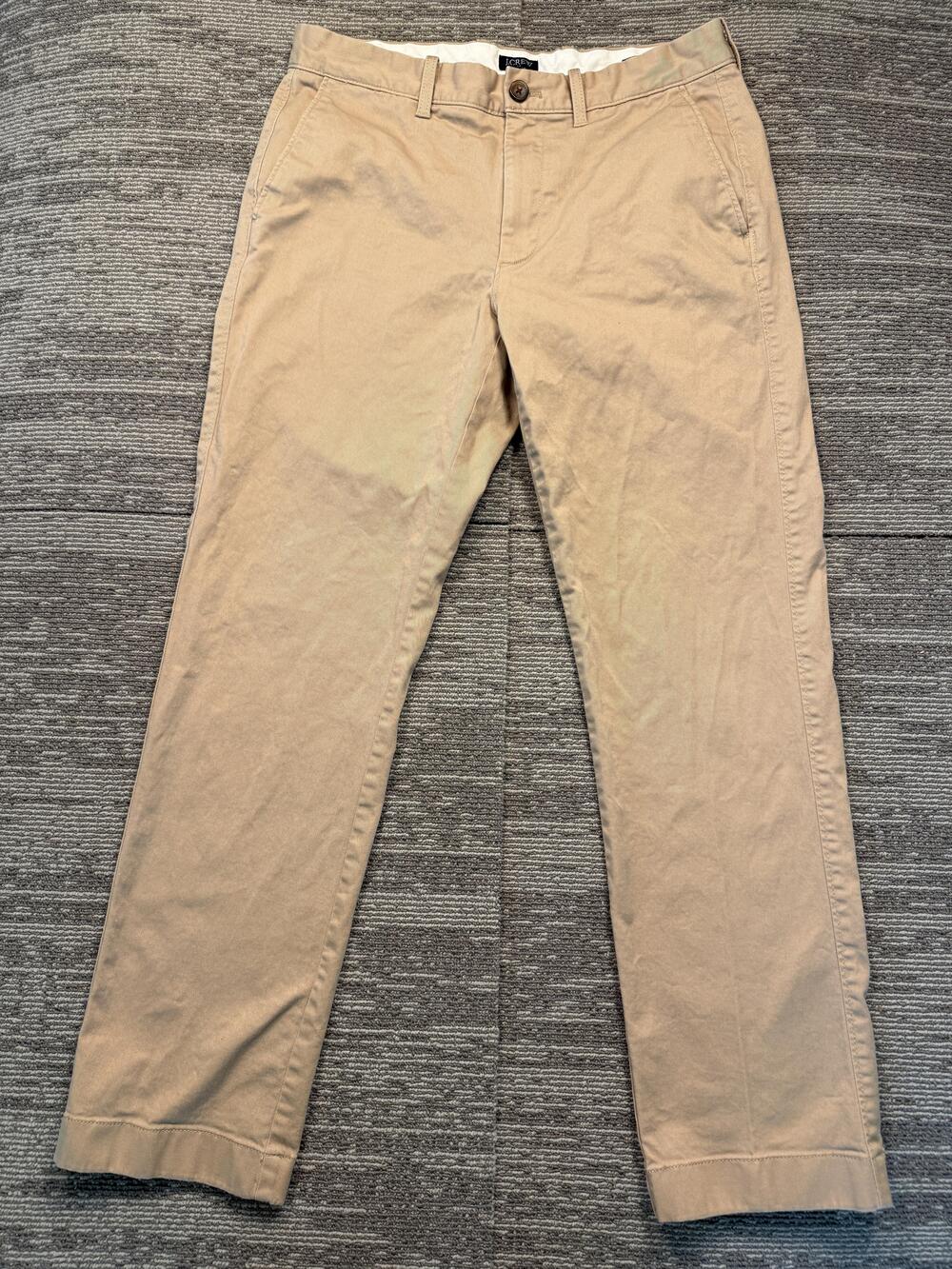 J Crew Flex Pants Mens 30x30 Beige Chino Flat Front Straight Leg Stretch Casual